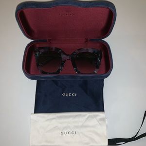 Gucci Oversized Marble Acetate Sunglasses